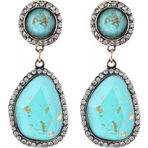 # 87. Blue Crystal Rhinestone Silver Plated long earring